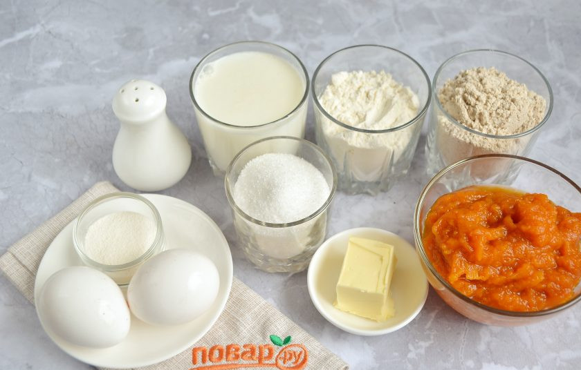 1. Этап. Полезные тыквенные панкейки: 1. Подготовьте продукты. Приступим!