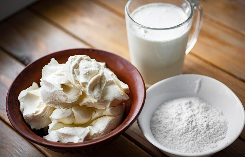 1. Этап. Шоколадный торт с кремом из маскарпоне: Перед вами ингредиенты для приготовления крема на основе маскарпоне.