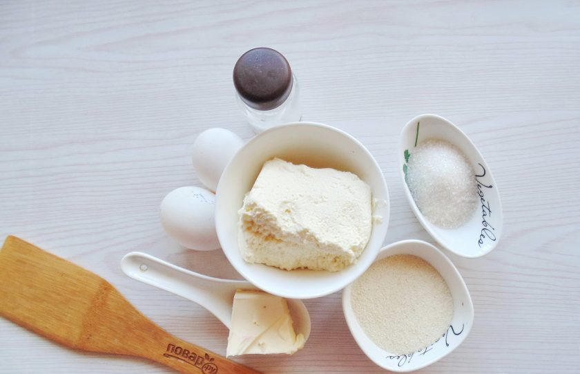 1. Этап. Творожная запеканка для детей: Подготовьте ингредиенты для приготовления творожной запеканки.