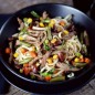 Udon noodles with beef and vegetables