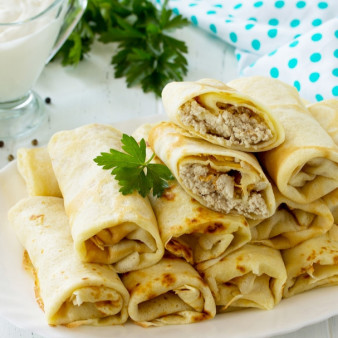 Блины с куриным фаршем