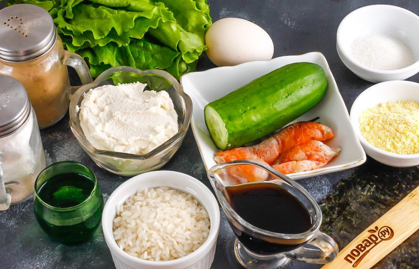 1. Этап. Темпура роллы: Подготовьте указанные ингредиенты.