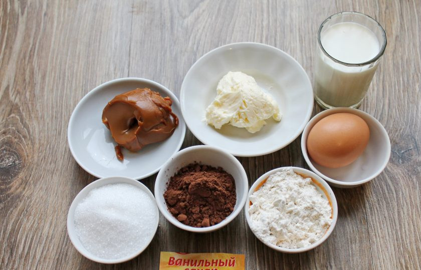 1. Этап. Крем Тоффи: Подготовьте все необходимые ингредиенты для приготовления крема 