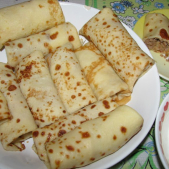 Тесто для блинов с мясом