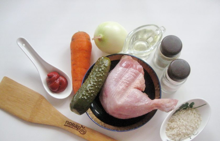 1. Этап. Рассольник без картошки: Подготовьте ингредиенты для приготовления рассольника.