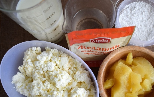 1. Этап. Бисквитный торт с творожным кремом: и для крема.