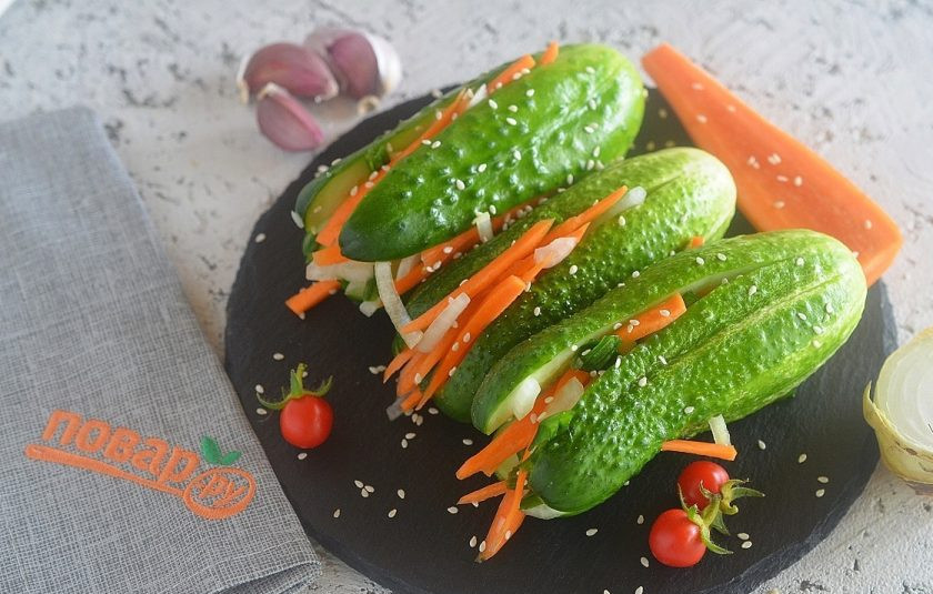 1. Этап. Огурцы по-корейски на закуску: 7. Приятного аппетита!