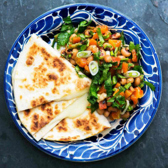 Black Eyed Pea Salsa with Cheese Quesadillas