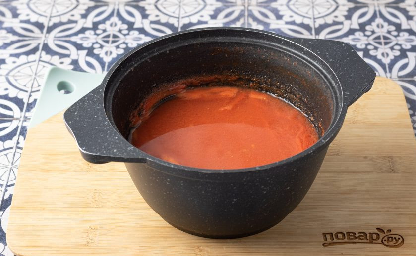 1. Этап. Классическая томатная паста: После снимите с плиты и дайте полностью остыть.