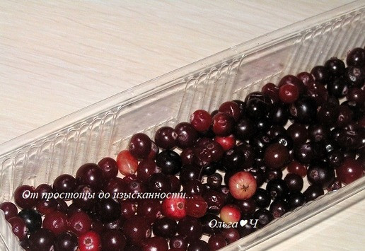 1. Этап. Клюква в шоколаде: Клюкву промойте, обсушите, выложите в подходящую форму (у меня 6,5х22,5 см) в один слой так, чтобы только закрыла дно. Если у вас форма твердая, то можно застелить её пищевой пленкой, чтобы удобнее было потом извлечь десерт.