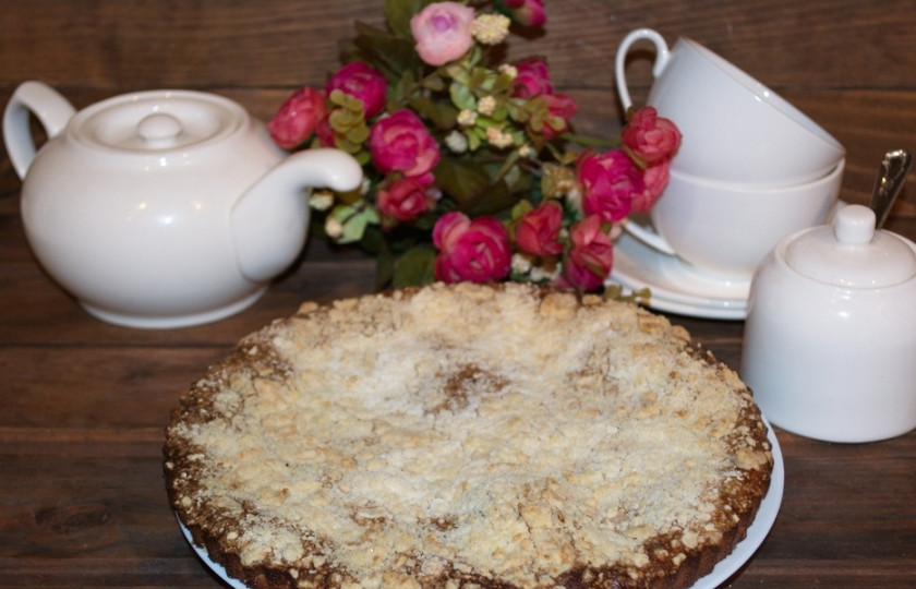 1. Этап. Творожная запеканка с песочным тестом: Приятного вам чаепития и вкусных кулинарных шедевров.