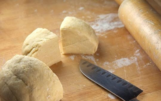 1. Этап. Тесто на манты: 4. После разделите на несколько частей, чтобы удобно было раскатывать. Вот и весь секрет, как приготовить тесто на манты.