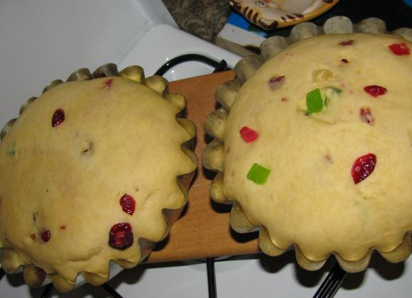 1. Этап. Тыквенный кулич: Тесто в формах поднялось, так что начинаем печь!