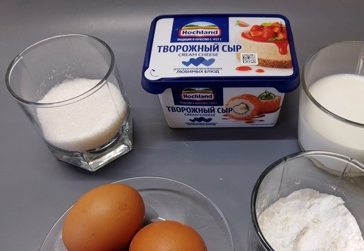 1. Этап. Суфле с творожным сыром: Продукты.