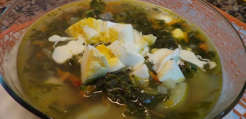 1. Этап. Борщ с капустой и щавелем: 4. Вот и все! Традиционно подавать такой борщ рекомендуется с вареными яйцами. Удачи!