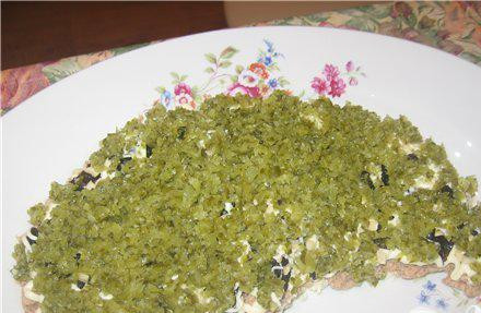 1. Этап. Салат Кит: 5 слой - огурец (измельчить в блендере)