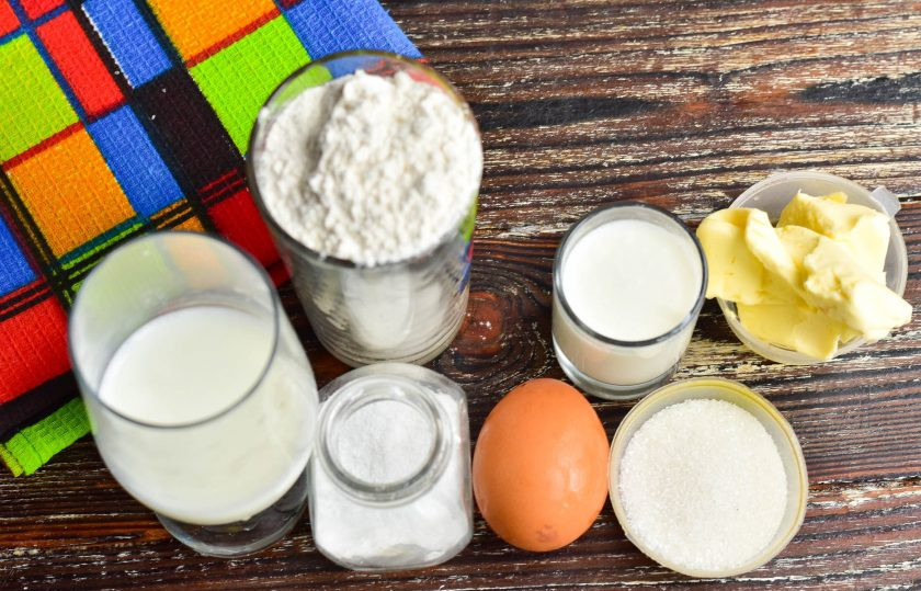 1. Этап. Блины Неженка: Подготовьте ингредиенты.