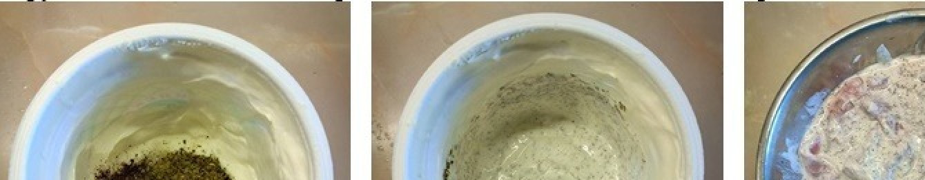 1. Этап. Кролик под соусом, запечённый в пакете: Приготовить сметанно-горчичный соус: смешать сметану, соль, горчицу, перец, тархун и мелко порубленный чеснок. Все перемешать и обмазать этой смесью кролика. Оставить на 3ч мариноваться.