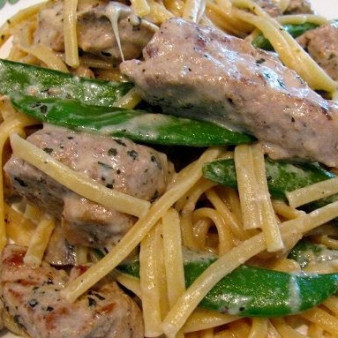 Паста со свининой и грибами