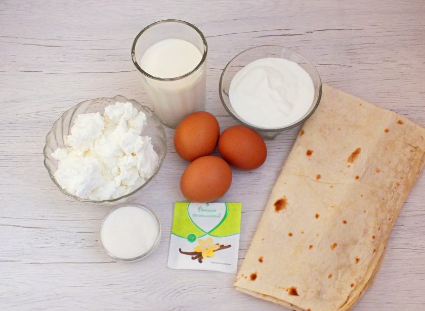 1. Этап. Лаваш с творогом в мультиварке: Подготовьте необходимые ингредиенты.