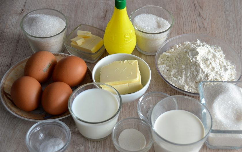 1. Этап. Капкейки с соленой карамелью: Подготовьте ингредиенты.