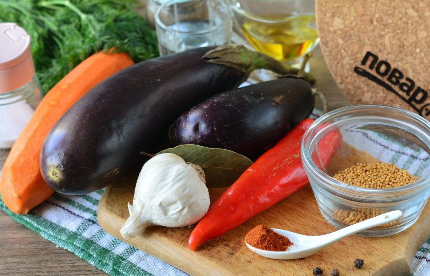 1. Этап. Баклажаны Ивасики телесики: Подготовьте все ингредиенты.