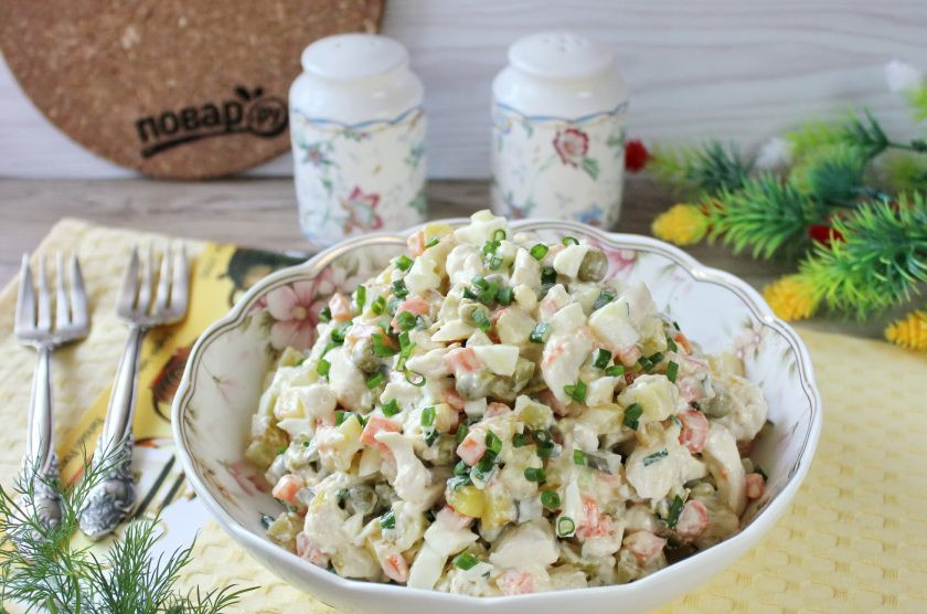 1. Этап. Жареный Оливье: Салат жареный 