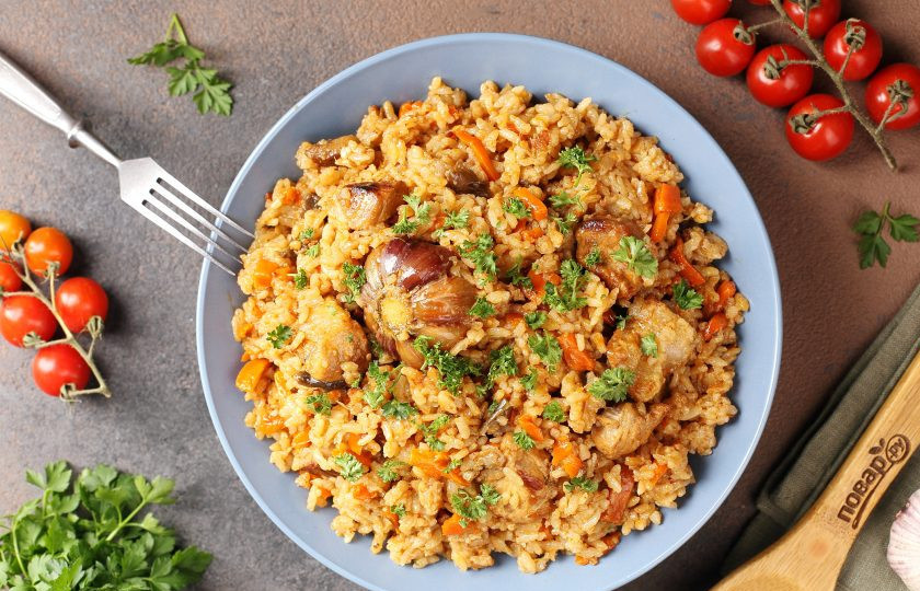 1. Этап. Плов из круглозёрного риса со свиной грудинкой и овощами: Приятного аппетита!