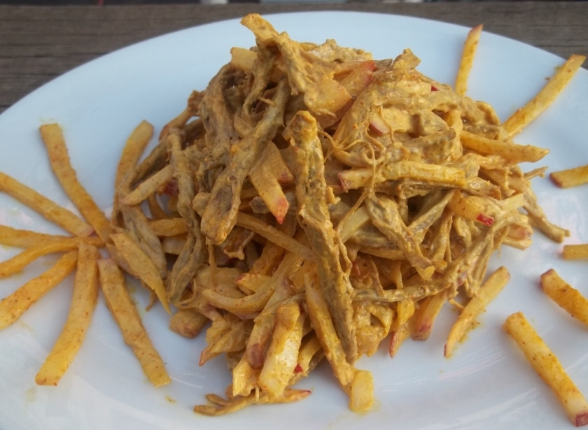 1. Этап. Салат из говядины и редиса: Подавать в холодном виде.