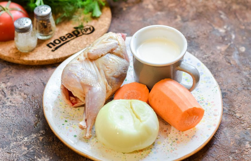 1. Этап. Паштет из перепелки: Подготовьте все ингредиенты.