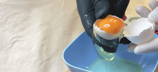 1. Этап. Яичница в форме цветка: Отделите белки от желтков.