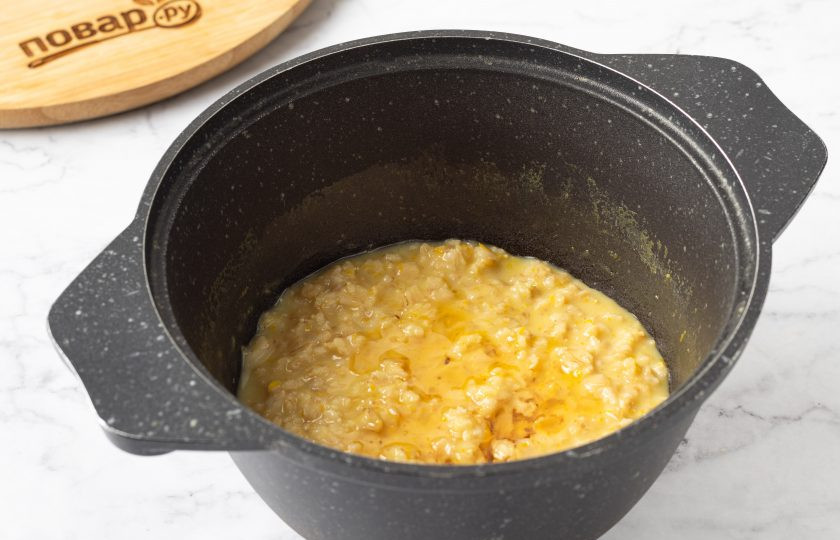 1. Этап. Овсяная каша с шоколадом и апельсином: В конце добавьте сироп топинамбура.