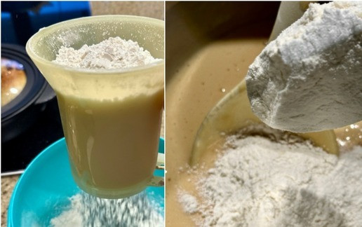 1. Этап. Медовик из детства: Муку, естественно, просеял. Не борясь с примесями, а чтобы она, мука насытилась кислородом для того, чтобы коржи лучше поднимались во время выпечки. Муку добавлял по столовой ложке. Всыпал ложку, хорошо перемешал, всыпал вторую… и т. д. На определенном этапе подключил к процессу тестомешательную приставку к комбайну, конечно.