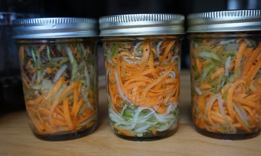 1. Этап. Кабачки с морковкой на зиму без стерилизации: Разложите салат по чистым банкам и плотно закройте крышками. Храните в прохладном и темном месте. Приятного аппетита!