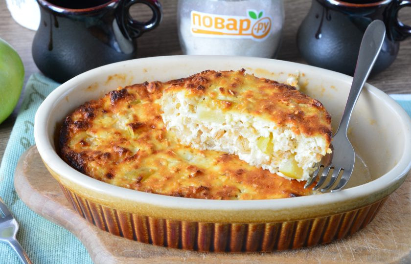 1. Этап. Творожная запеканка с геркулесом и яблоками: Приятного аппетита!