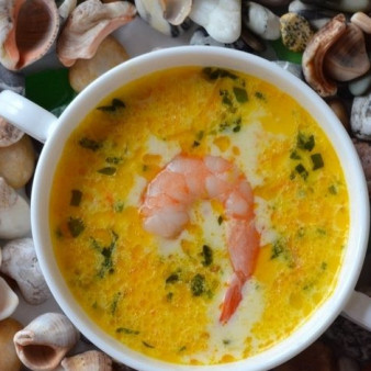 Сырный суп с морепродуктами