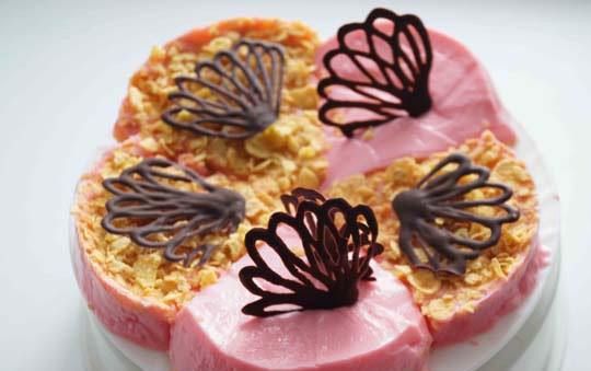 1. Этап. Диетический десерт: Желе достаньте из формы, нарежьте и украсьте шоколадом. Приятной дегустации!