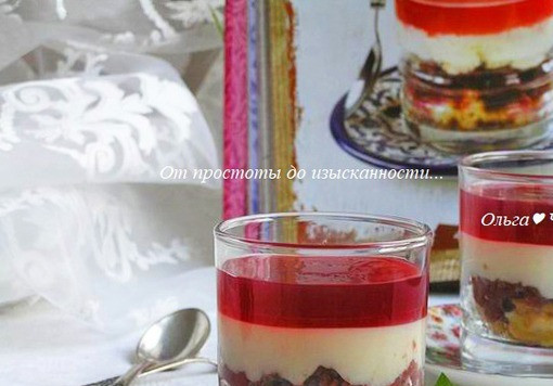 1. Этап. Венский десерт Пьяная вишня: Перед подачей рекомендуется посыпать десерт сахарной пудрой, но у меня нетающей не было, поэтому этот шаг пропустила.