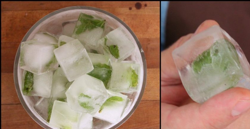 1. Этап. Мохито с Бакарди: В форму для льда воду с листиками мяты и отправьте ее в морозилку на несколько часов.