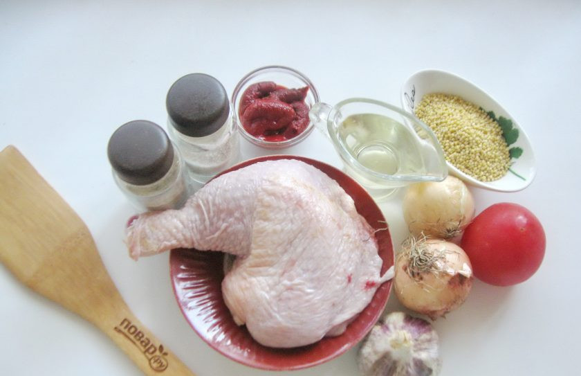 1. Этап. Суп Харчо с пшеном: Подготовьте ингредиенты.