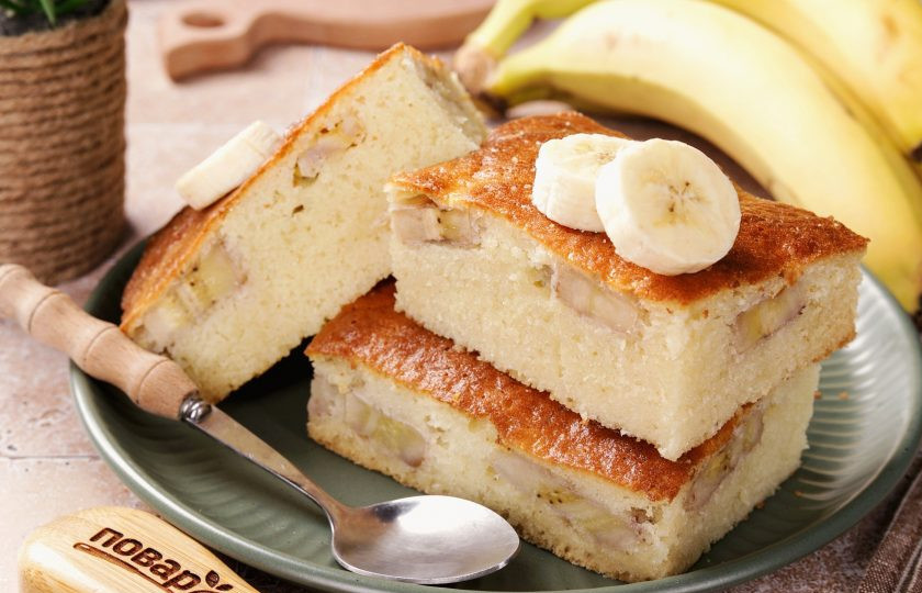 1. Этап. Заливной пирог с бананами: Приятного аппетита!
