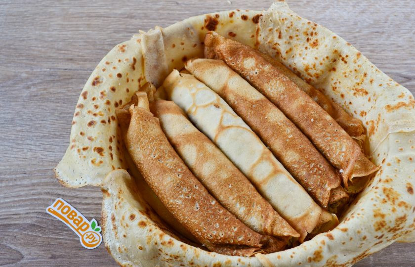 1. Этап. Блинный пирог с курицей и грибами: А вот второй слой.