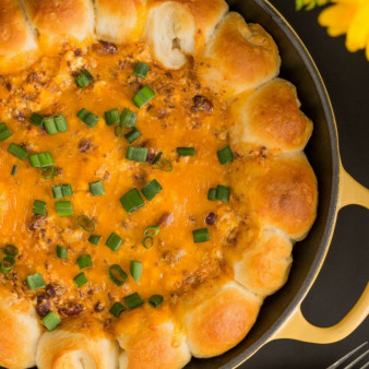 Baked Biscuit Wreath Chili-Cheese Dip