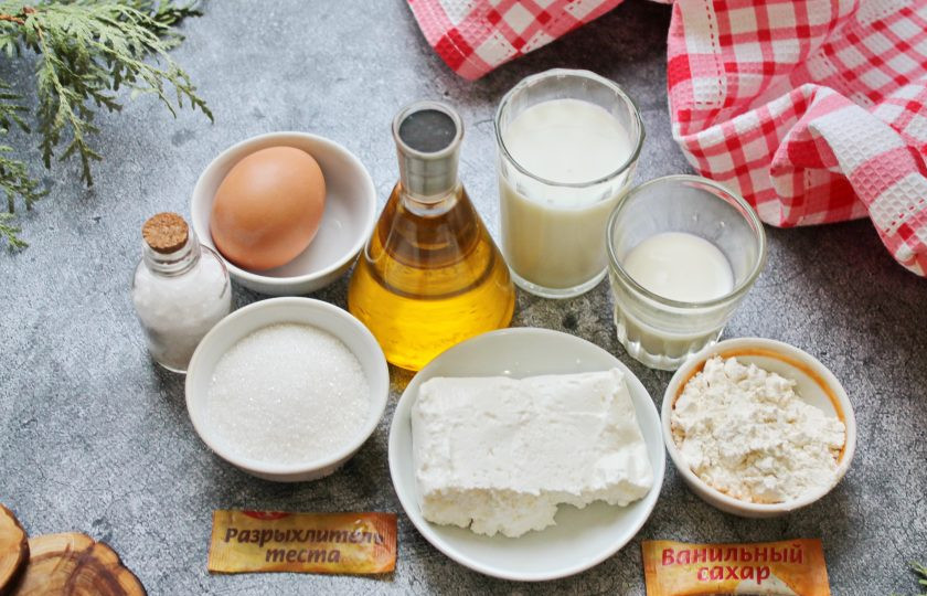 1. Этап. Шоколадные блины с творожной начинкой: Подготовьте все необходимые ингредиенты для приготовления шоколадных блинов с творожной начинкой.