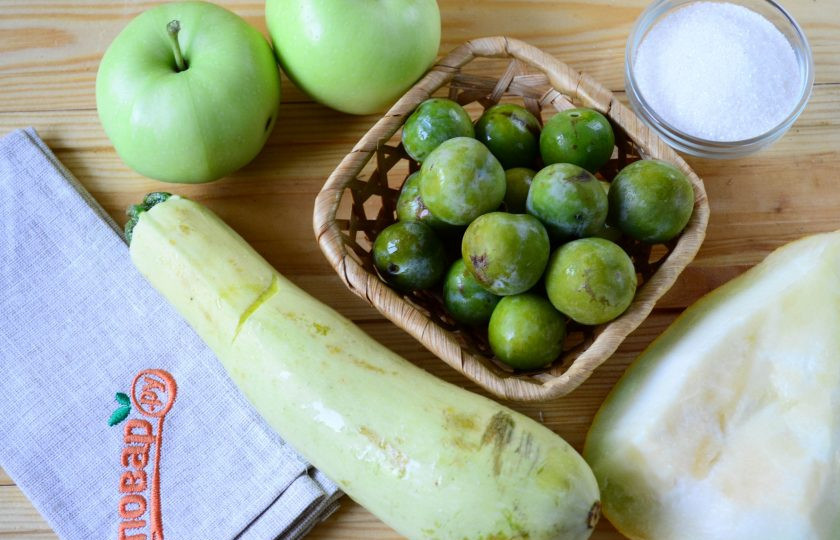 1. Этап. Лодочки из кабачков с дыней: Подготовьте все необходимые ингредиенты.