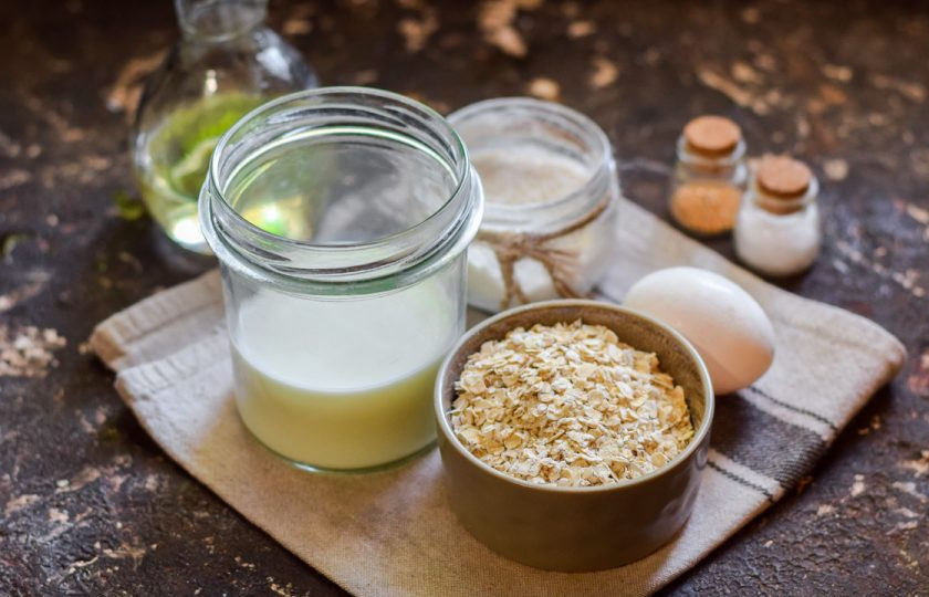 1. Этап. Оладьи из овсяных хлопьев: Подготовьте все продукты по списку.