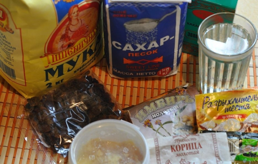 1. Этап. Постная коврижка с какао: Подготовьте ингредиенты.