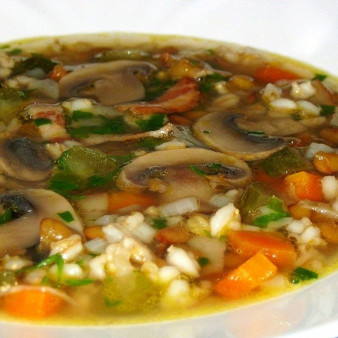Грибной суп с чечевицей