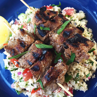 Grilled Lamb Skewers with Couscous Tabbouleh