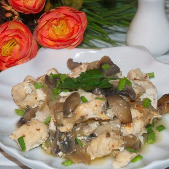 Филе индейки с грибами в духовке